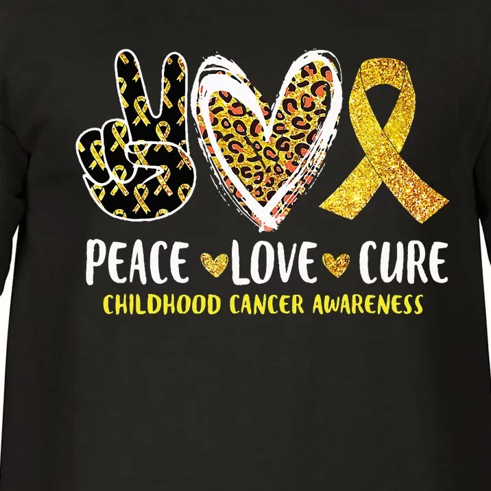 Peace Love Cure Childhood Cancer Awareness Leopart Heart Comfort Colors T-Shirt