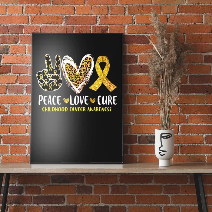 Peace Love Cure Childhood Cancer Awareness Leopart Heart Poster