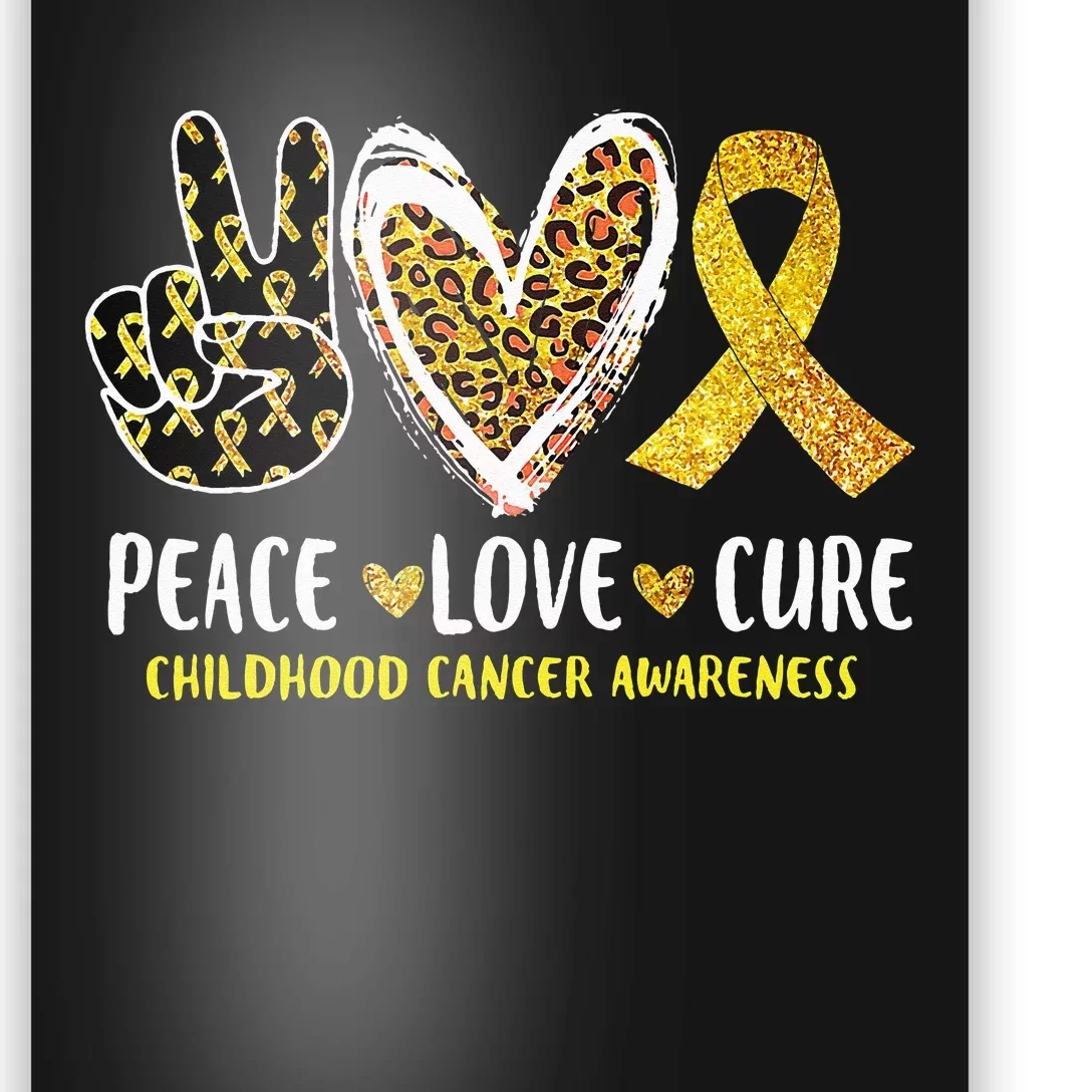 Peace Love Cure Childhood Cancer Awareness Leopart Heart Poster