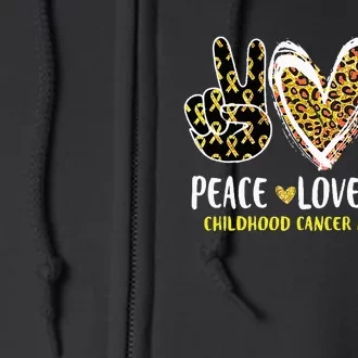 Peace Love Cure Childhood Cancer Awareness Leopart Heart Full Zip Hoodie