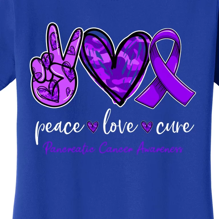 Peace Love Cure Purple Ribbon Pancreatic Cancer Awareness Gift Women's T-Shirt