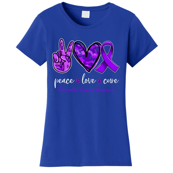 Peace Love Cure Purple Ribbon Pancreatic Cancer Awareness Gift Women's T-Shirt