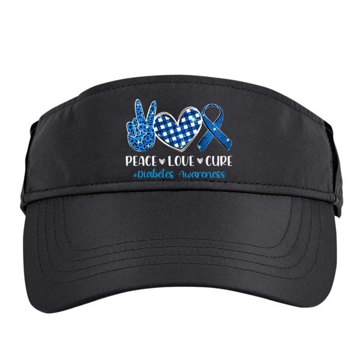 peace love cure grey blue ribbon diabetes awareness Adult Drive Performance Visor