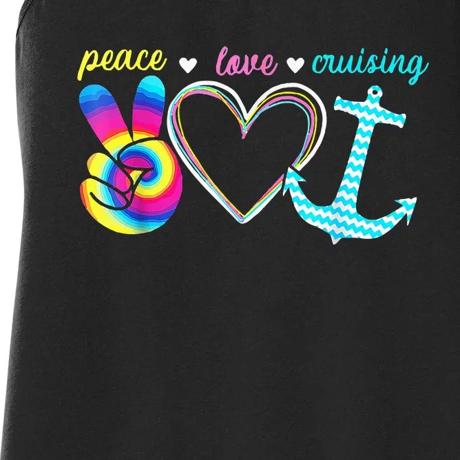 Peace Love Cruising Ship Hippie Floating Ocean Beach Lover Women's Racerback Tank