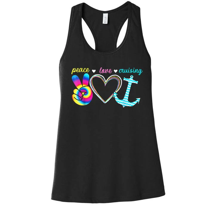 Peace Love Cruising Ship Hippie Floating Ocean Beach Lover Women's Racerback Tank