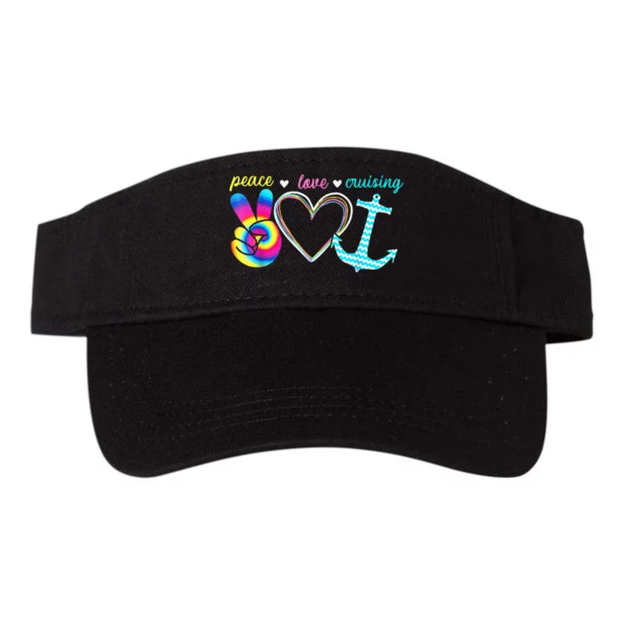 Peace Love Cruising Ship Hippie Floating Ocean Beach Lover Valucap Bio-Washed Visor