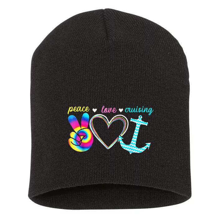 Peace Love Cruising Ship Hippie Floating Ocean Beach Lover Short Acrylic Beanie