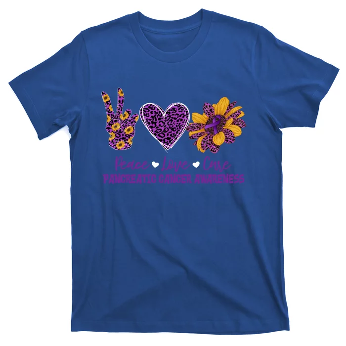 Peace Love Cure Sunflower Pancreatic Cancer Awareness Funny Gift T-Shirt