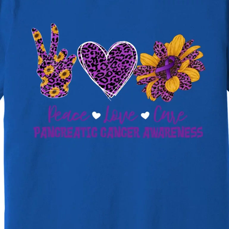 Peace Love Cure Sunflower Pancreatic Cancer Awareness Funny Gift Premium T-Shirt