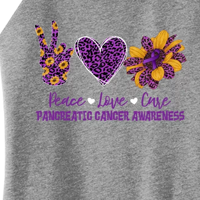 Peace Love Cure Sunflower Pancreatic Cancer Awareness Funny Gift Women’s Perfect Tri Rocker Tank