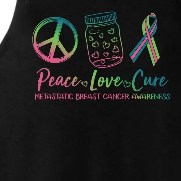 Peace Love Cure Metastatic Breast Cancer Awareness Ladies Tri-Blend Wicking Tank