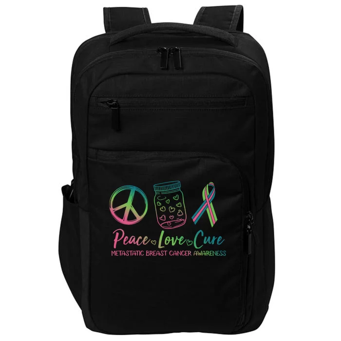 Peace Love Cure Metastatic Breast Cancer Awareness Impact Tech Backpack