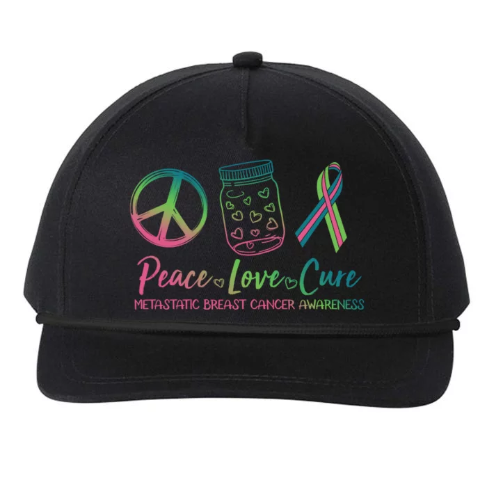 Peace Love Cure Metastatic Breast Cancer Awareness Snapback Five-Panel Rope Hat