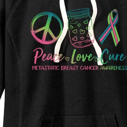 Peace Love Cure Metastatic Breast Cancer Awareness Women's Fleece Hoodie