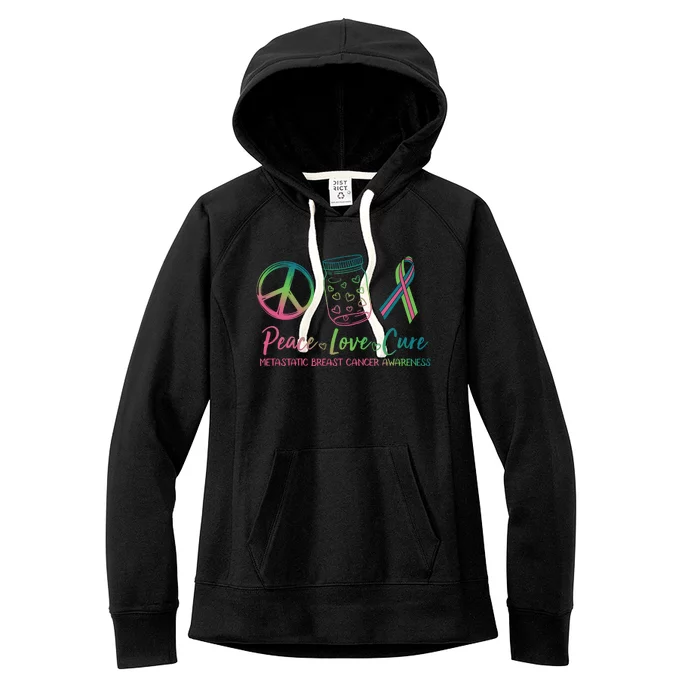 Peace Love Cure Metastatic Breast Cancer Awareness Women's Fleece Hoodie