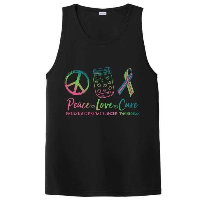 Peace Love Cure Metastatic Breast Cancer Awareness Performance Tank