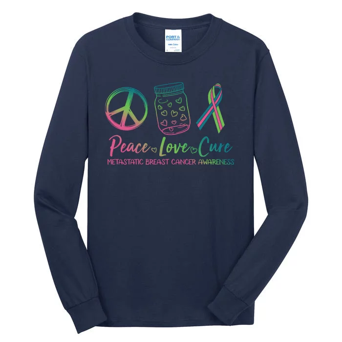 Peace Love Cure Metastatic Breast Cancer Awareness Tall Long Sleeve T-Shirt