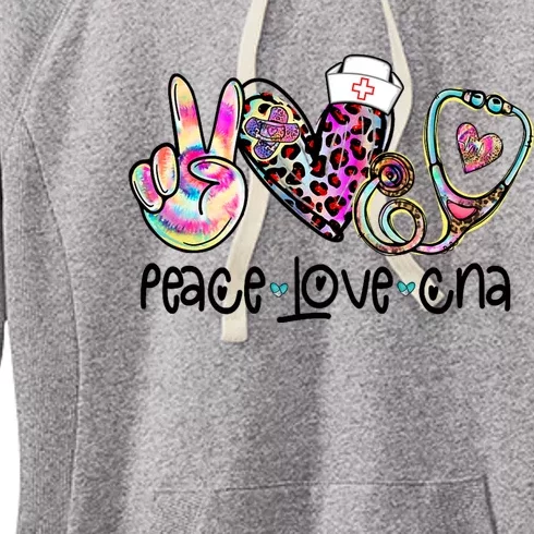 Peace Love Cna Leopard Heart Stethoscope Nursing Nurse Life Women's Fleece Hoodie