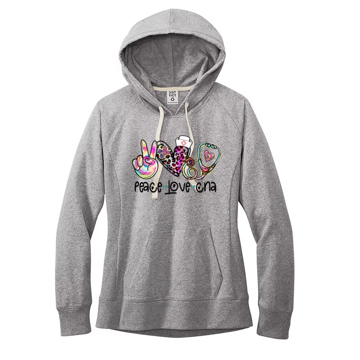 Peace Love Cna Leopard Heart Stethoscope Nursing Nurse Life Women's Fleece Hoodie