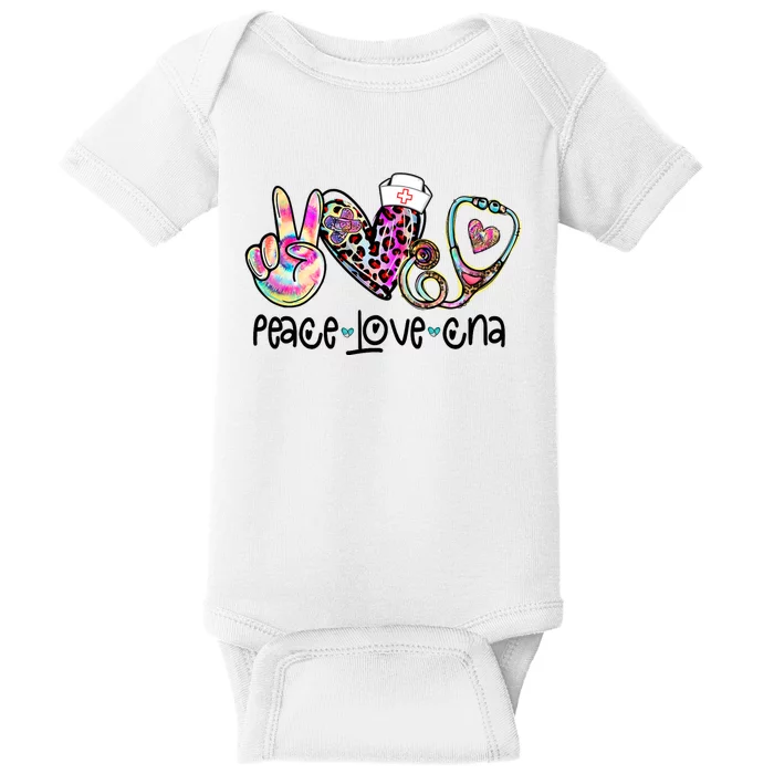 Peace Love Cna Leopard Heart Stethoscope Nursing Nurse Life Baby Bodysuit