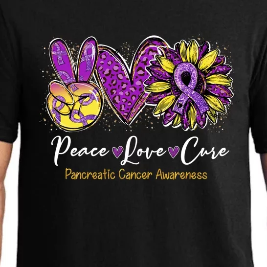 Peace Love Cure Sunflower Pancreatic Cancer Awareness Gift Pajama Set