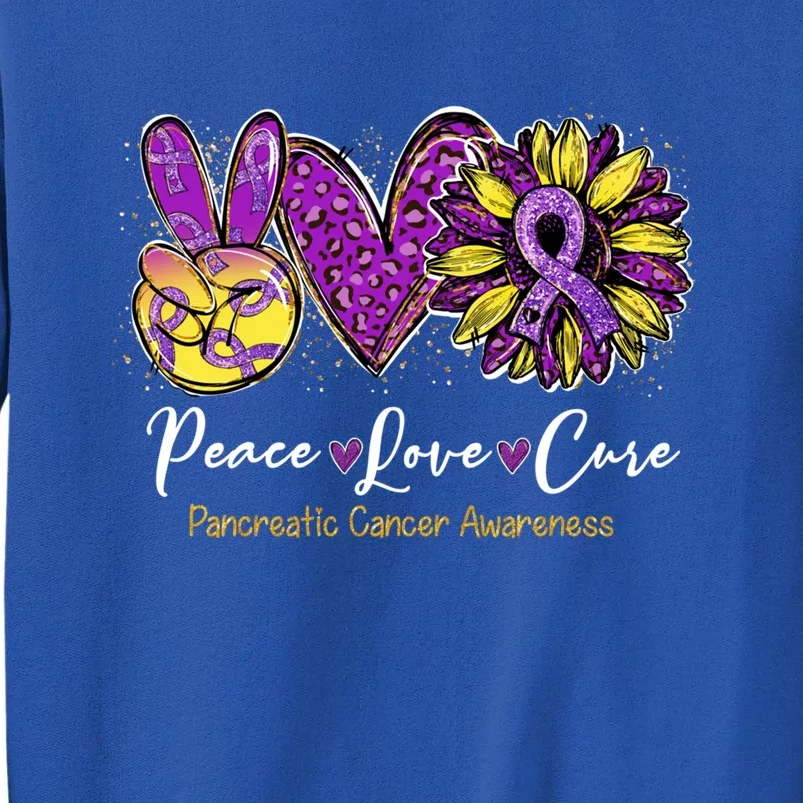 Peace Love Cure Sunflower Pancreatic Cancer Awareness Gift Tall Sweatshirt