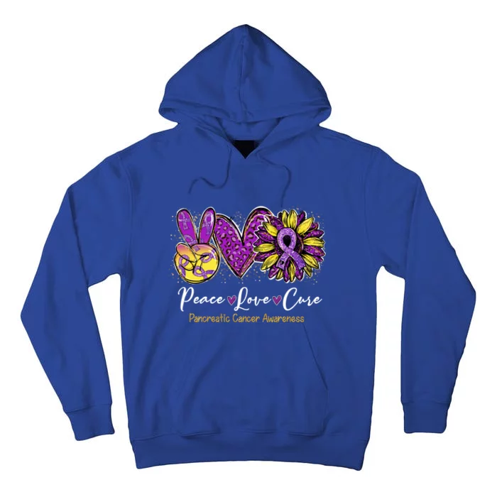 Peace Love Cure Sunflower Pancreatic Cancer Awareness Gift Tall Hoodie