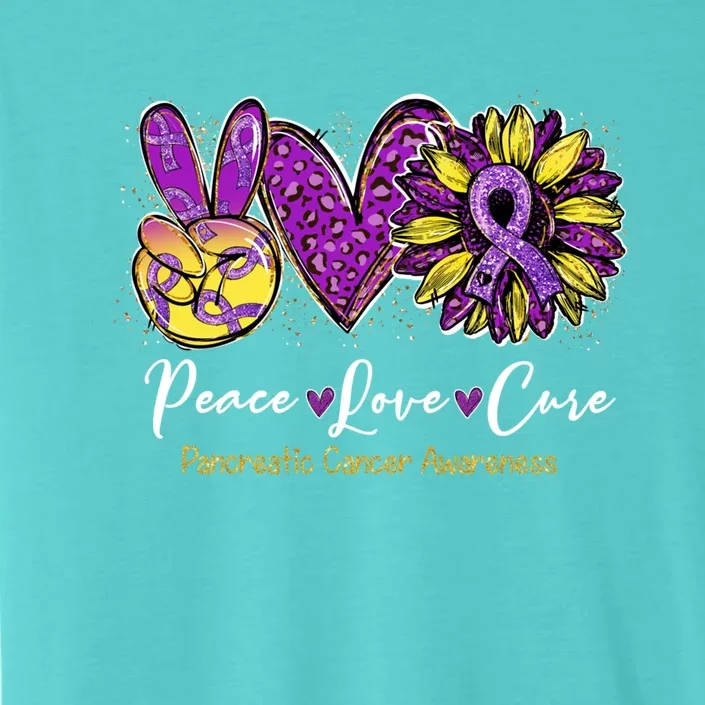 Peace Love Cure Sunflower Pancreatic Cancer Awareness Gift ChromaSoft Performance T-Shirt