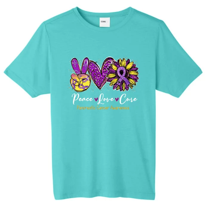 Peace Love Cure Sunflower Pancreatic Cancer Awareness Gift ChromaSoft Performance T-Shirt