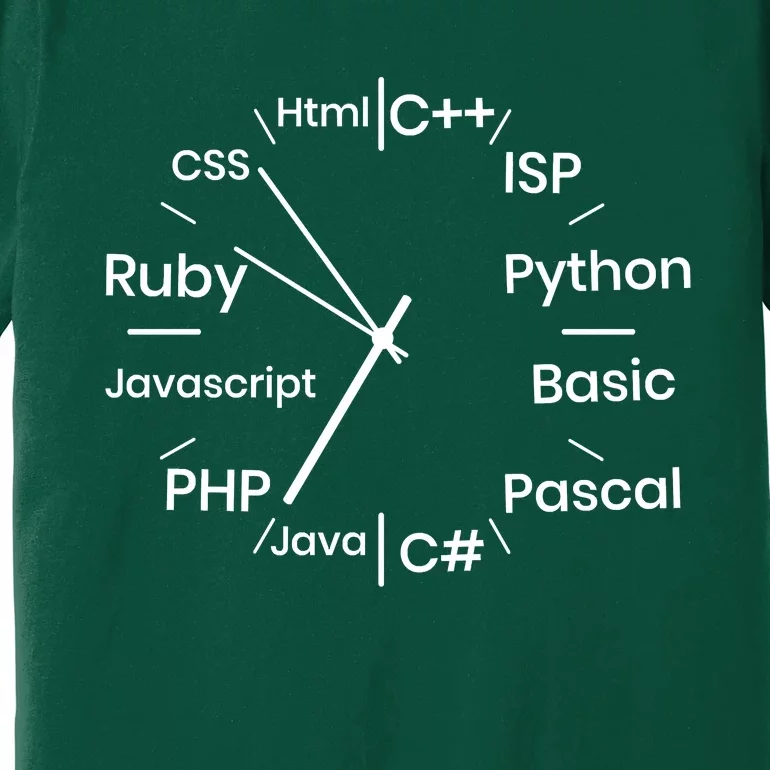 Programming Language Clock Computer Phyton Java Ruby C++ Premium T-Shirt