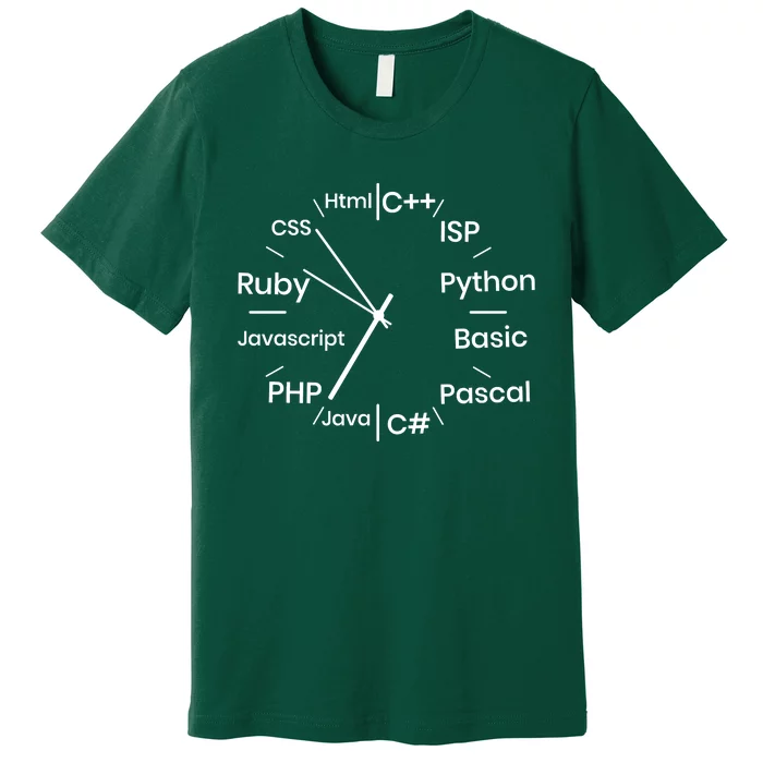 Programming Language Clock Computer Phyton Java Ruby C++ Premium T-Shirt