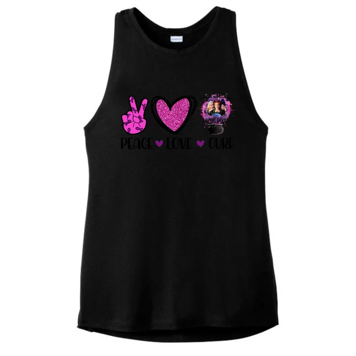 Peace Love Cure Halloween Breast Cancer Ladies Tri-Blend Wicking Tank