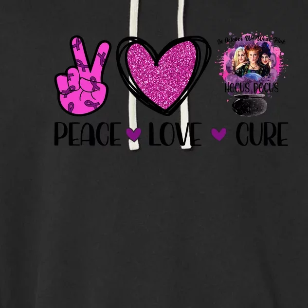 Peace Love Cure Halloween Breast Cancer Garment-Dyed Fleece Hoodie