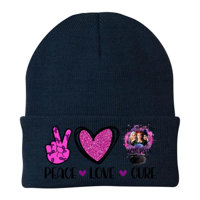 Peace Love Cure Halloween Breast Cancer Knit Cap Winter Beanie