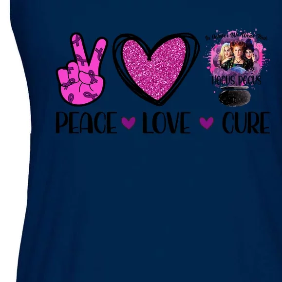 Peace Love Cure Halloween Breast Cancer Ladies Essential Flowy Tank