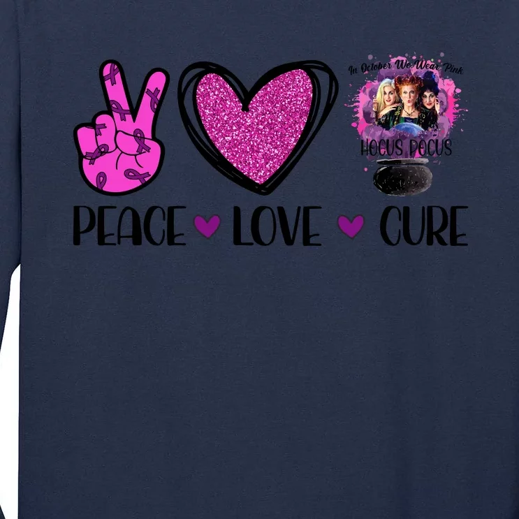 Peace Love Cure Halloween Breast Cancer Tall Long Sleeve T-Shirt