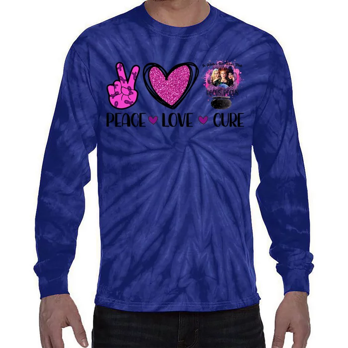 Peace Love Cure Halloween Breast Cancer Tie-Dye Long Sleeve Shirt