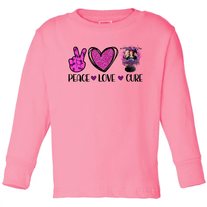 Peace Love Cure Halloween Breast Cancer Toddler Long Sleeve Shirt