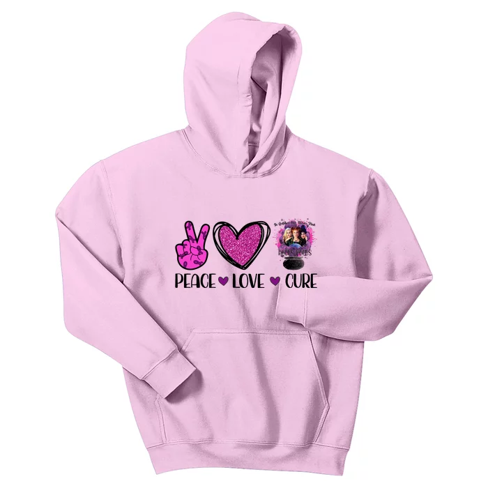 Peace Love Cure Halloween Breast Cancer Kids Hoodie