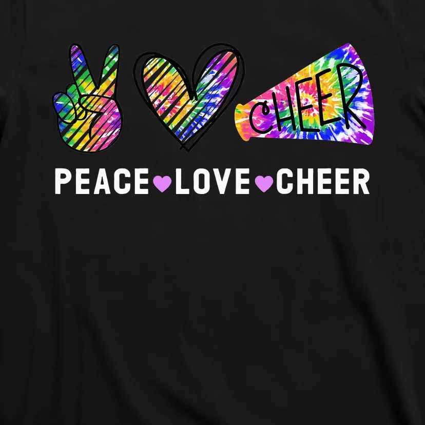 Peace Love Cheer Tie Dye Cheerleading for Cheerleader Cute T-Shirt