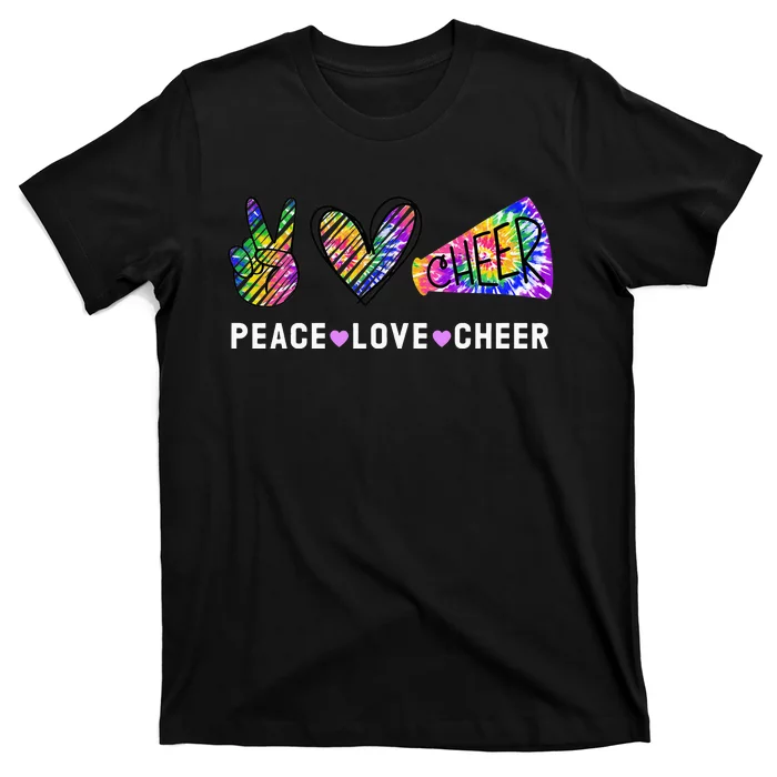 Peace Love Cheer Tie Dye Cheerleading for Cheerleader Cute T-Shirt