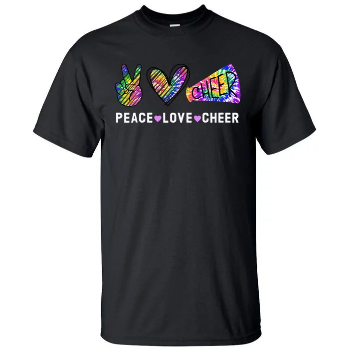 Peace Love Cheer Tie Dye Cheerleading for Cheerleader Cute Tall T-Shirt