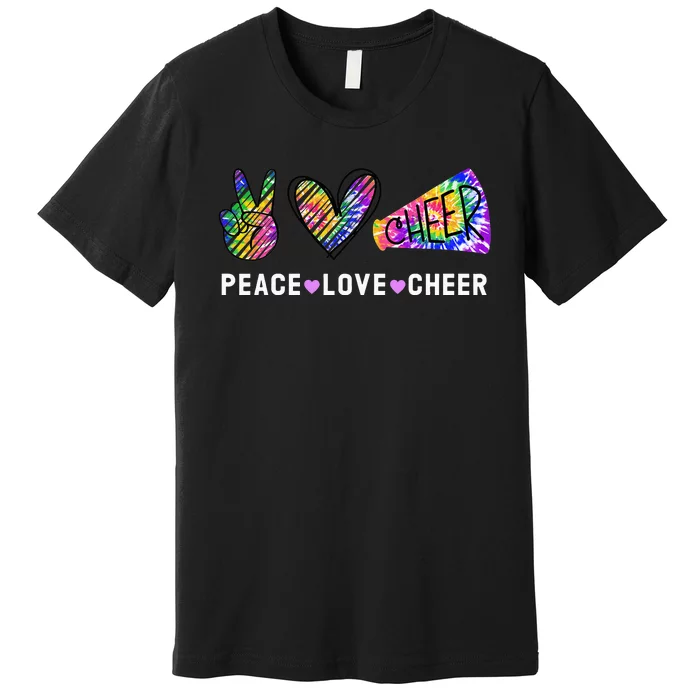 Peace Love Cheer Tie Dye Cheerleading for Cheerleader Cute Premium T-Shirt