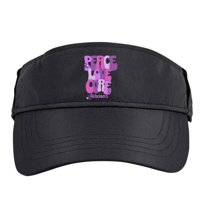 Peace Love Cure Alzheimer's Awareness Purple Ribbon End Alz Adult Drive Performance Visor