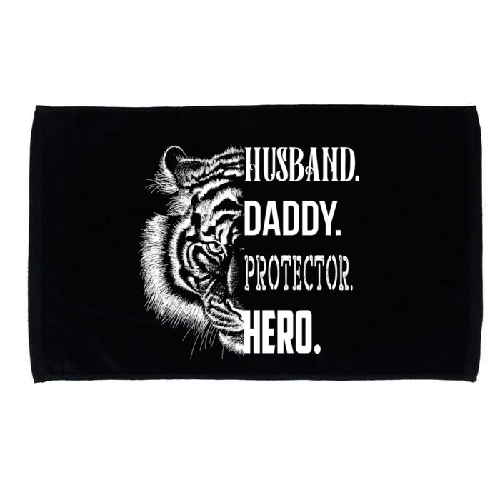 Proud Lion Cat Dad Best Father Husband Daddy Protector Hero Funny Gift Microfiber Hand Towel