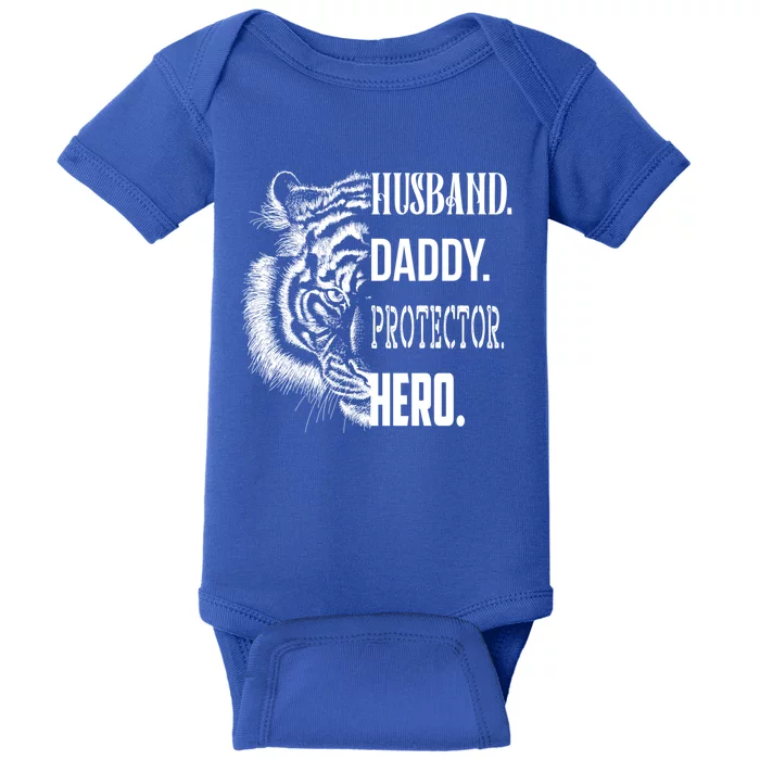 Proud Lion Cat Dad Best Father Husband Daddy Protector Hero Funny Gift Baby Bodysuit