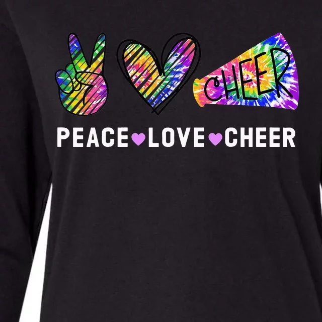 Peace Love Cheer Tie Dye Cheerleading Womens Cotton Relaxed Long Sleeve T-Shirt