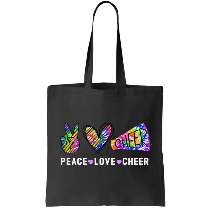 Peace Love Cheer Tie Dye Cheerleading Tote Bag