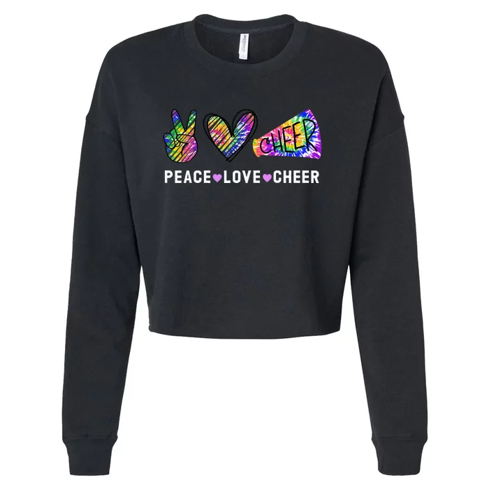 Peace Love Cheer Tie Dye Cheerleading Cropped Pullover Crew