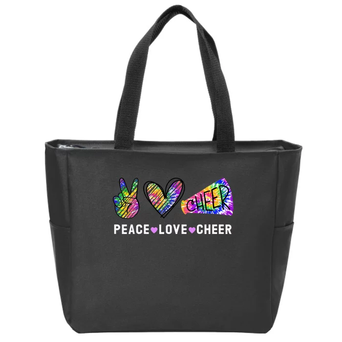 Peace Love Cheer Tie Dye Cheerleading Zip Tote Bag